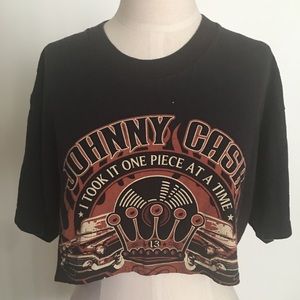 Tops - Johnny Cash Crop Tee Tops - Johnny Cash Crop Tee